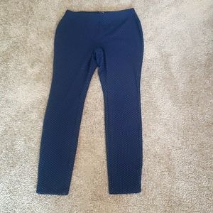 Navy Pull on Pants with small check detail